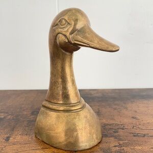 MCM Vintage Brass Duck Head Bookend